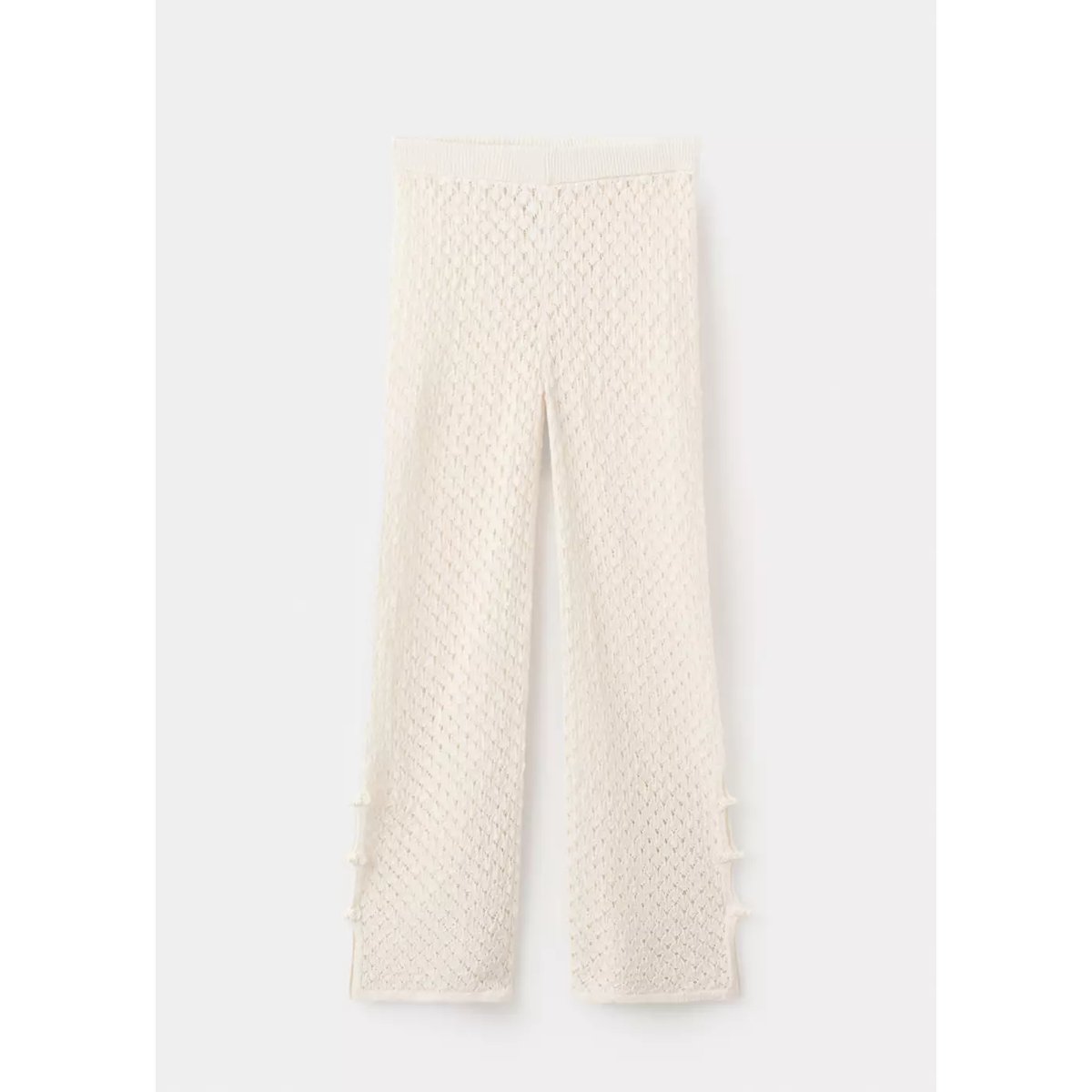 Pantalon en crochet avec ouvertures écru, MANGO