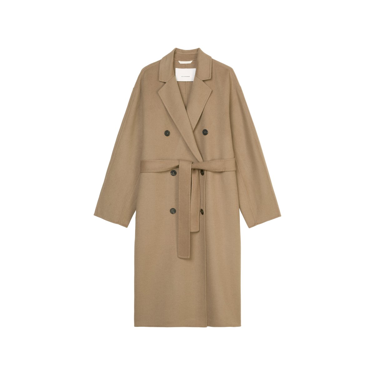Manteau double boutonnage relaxed en mélange de laine double face beige, MARC O'POLO