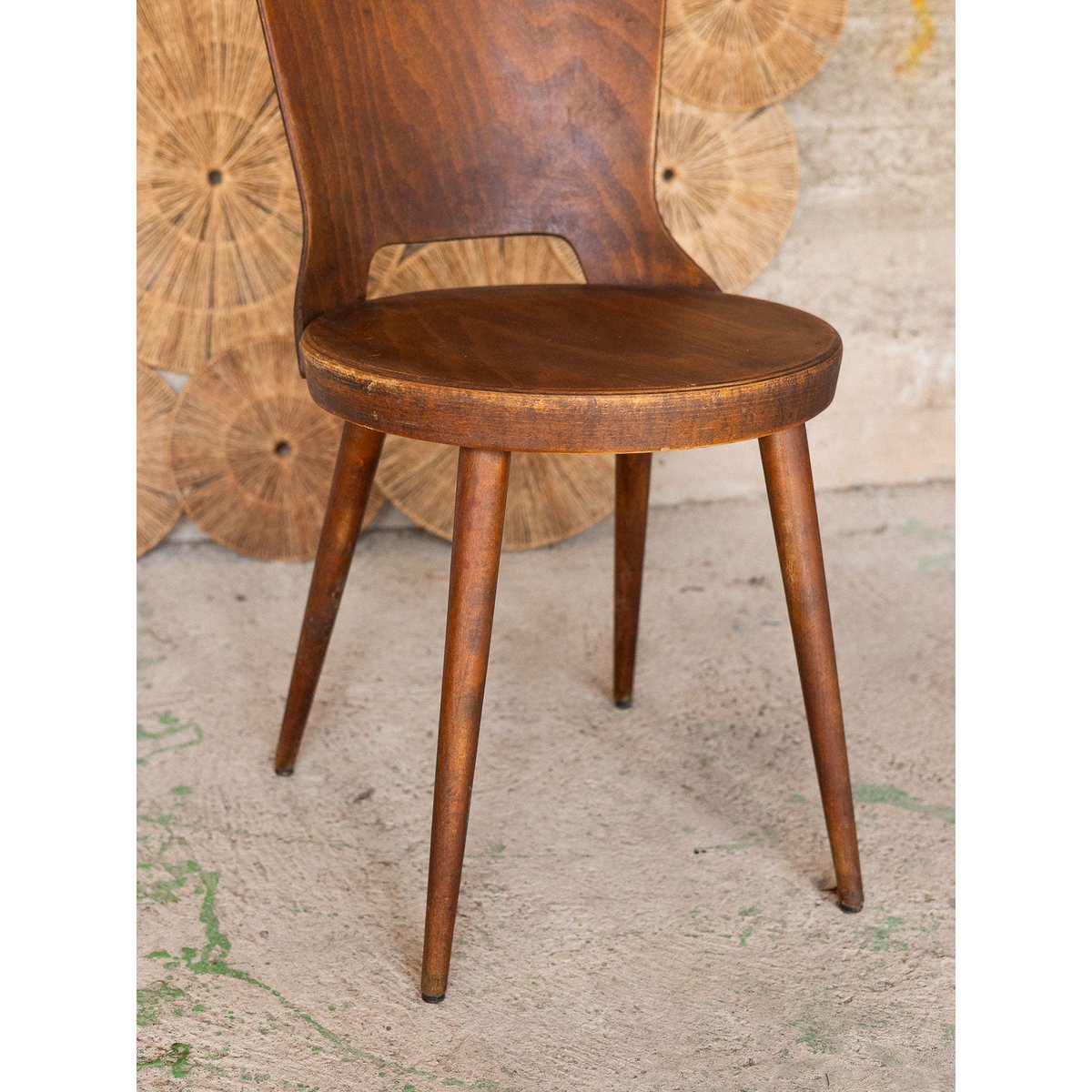 Chaise Mondor Baumann Alma N°1884 - Bon état bois foncé, DEBONGOUT