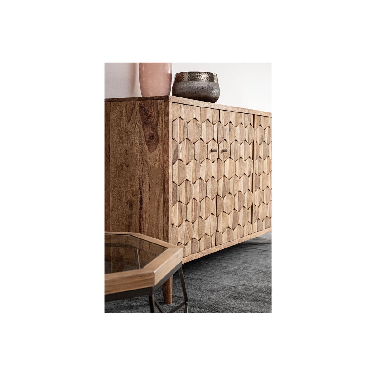 Buffet bas vintage en bois 4 portes L177 - LOCKE bois clair, HELLIN, DEPUIS 1862