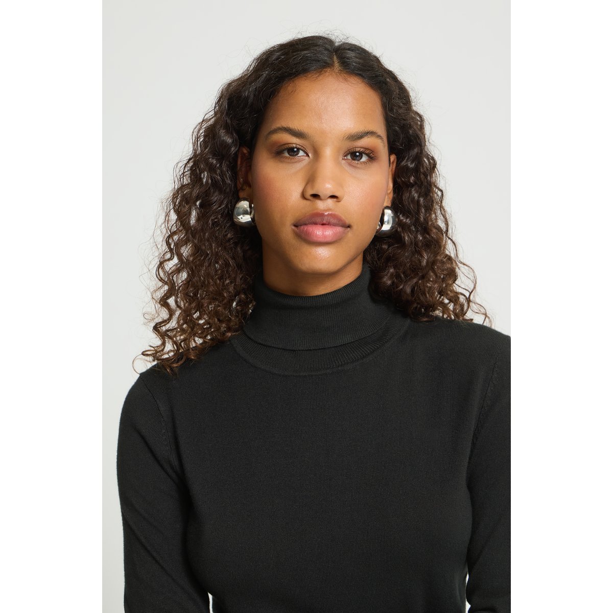 Pull en maille manches longues noir black, ICHI