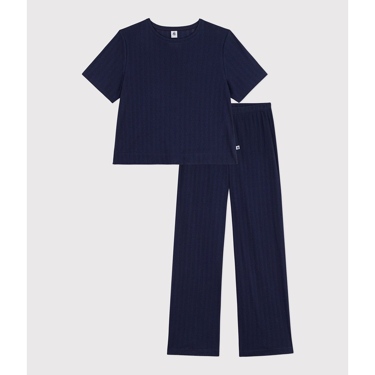 Pyjama en coton ajouré bleu marine, PETIT BATEAU