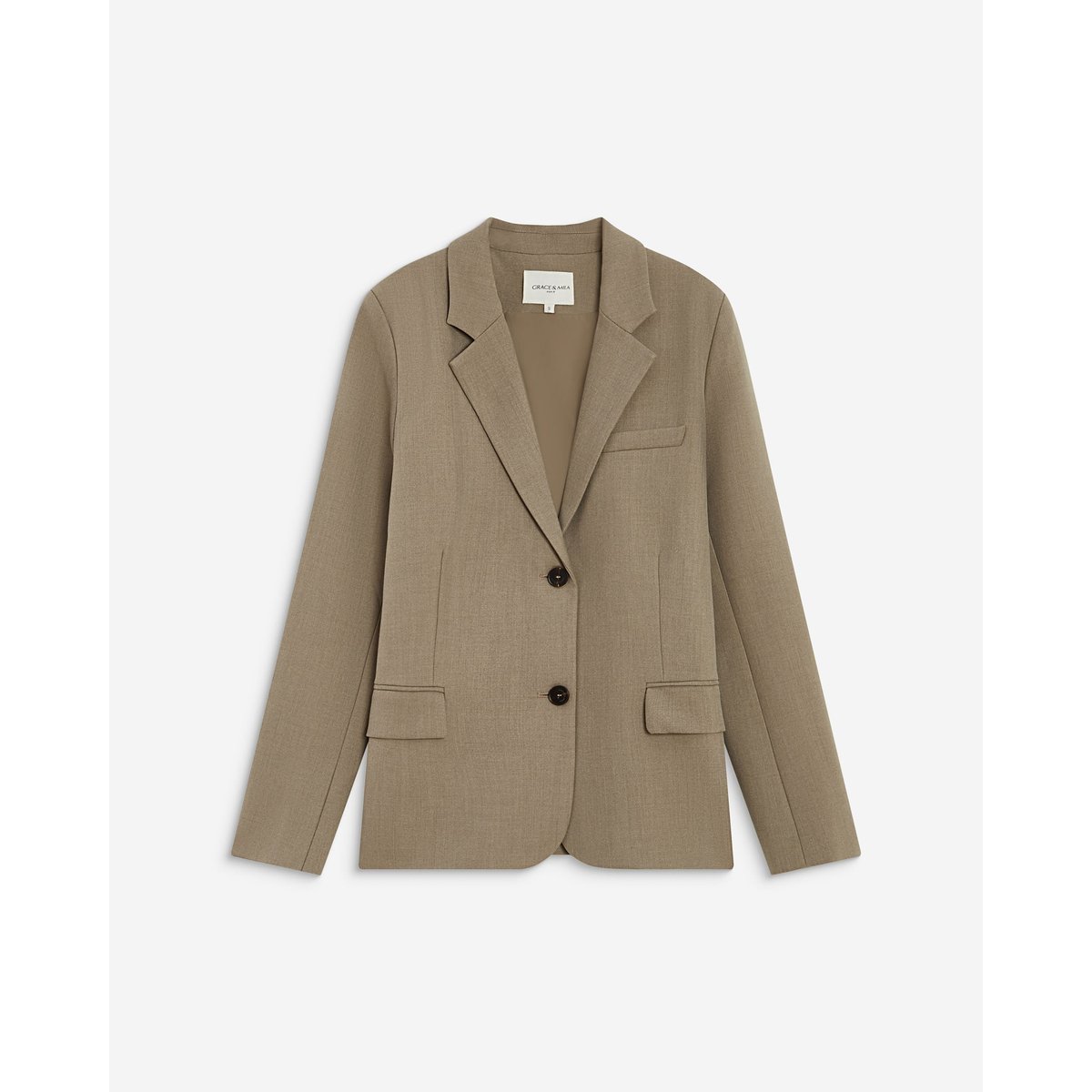 Blazer droit simple boutonnage à poches beige Alarick beige, GRACE AND MILA