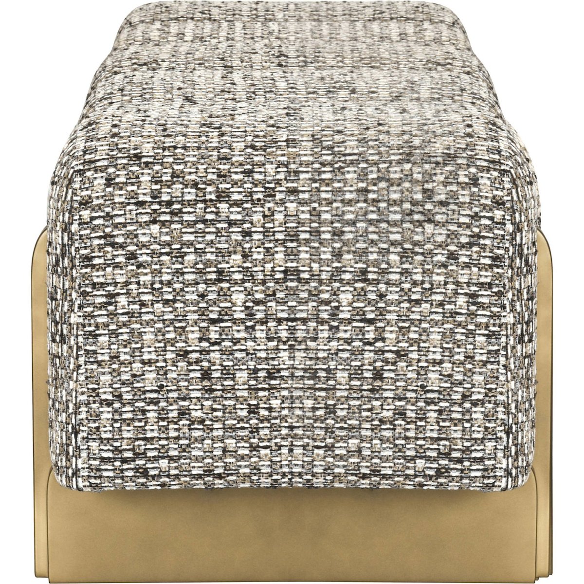 Banc capitonné piètement métal cobblestone et bronze doré, RECOLLECTION