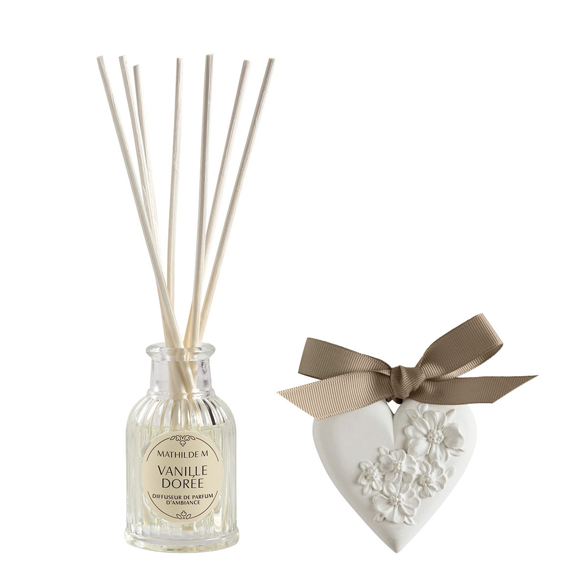 Coffret diffuseur et décor parfumé Vanille Dorée TRÉSOR DE FLEURS rose, MATHILDE M