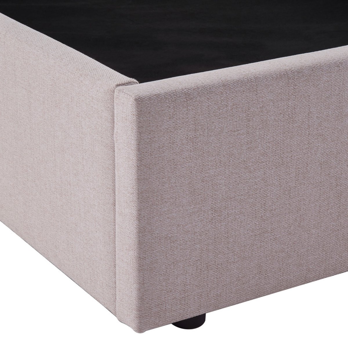 Lit coffre en tissu avec tête de lit ondulée 140x190cm- NAGOYA beige, DRAWER