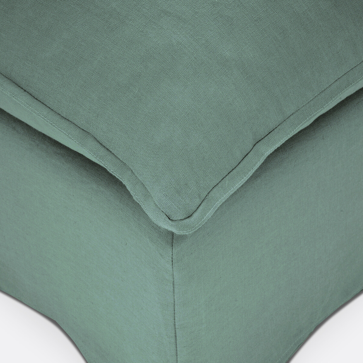 Pouf sfoderabile, lino stropicciato, Odna verde salvia, LA REDOUTE INTERIEURS