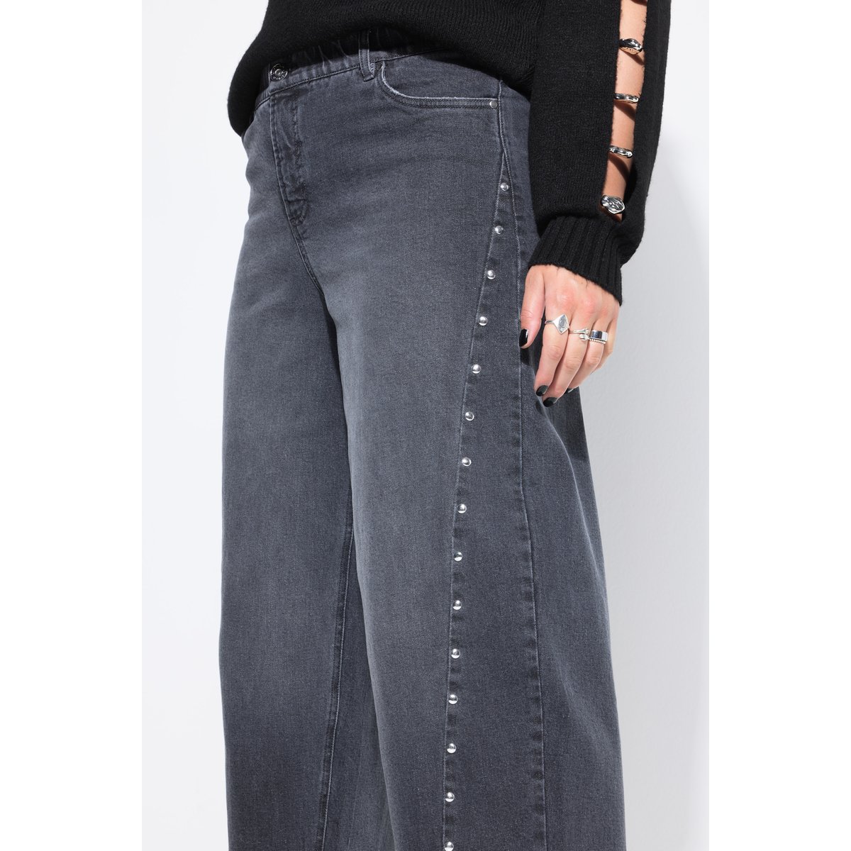 Jean barrel, coupe Wide Ballon Legs jean gris, STUDIO UNTOLD
