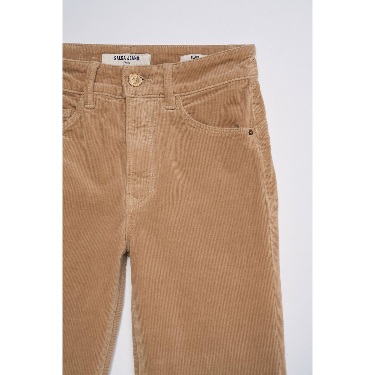 JEAN FAITH PUSH IN FLARE EN VELOURS CÔTELÉ beige, SALSA JEANS