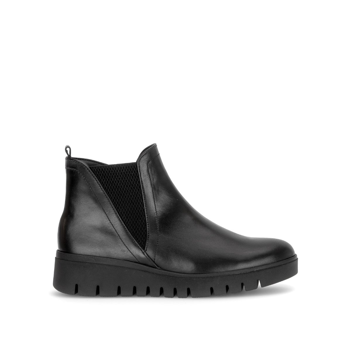 Bottines en cuir lisse à talon compensé noir lisse, GABOR