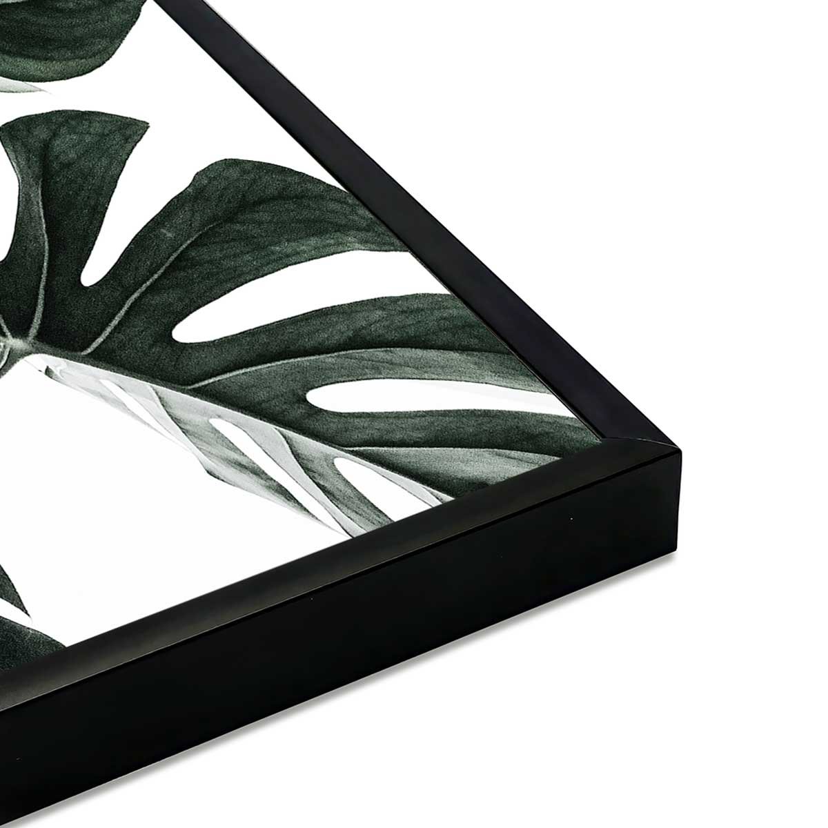 Affiche encadrée feuille tropicale monstera graphique affiche + cadre en métal - noir, HEXOA