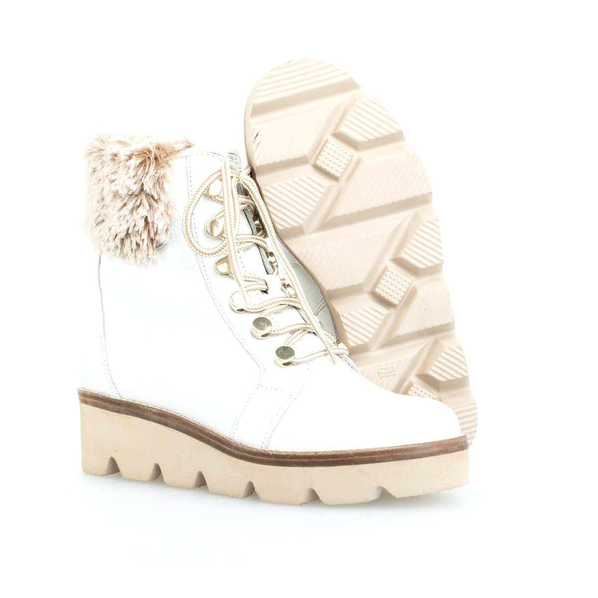 Bottines en cuir à talon compensé blanc, GABOR