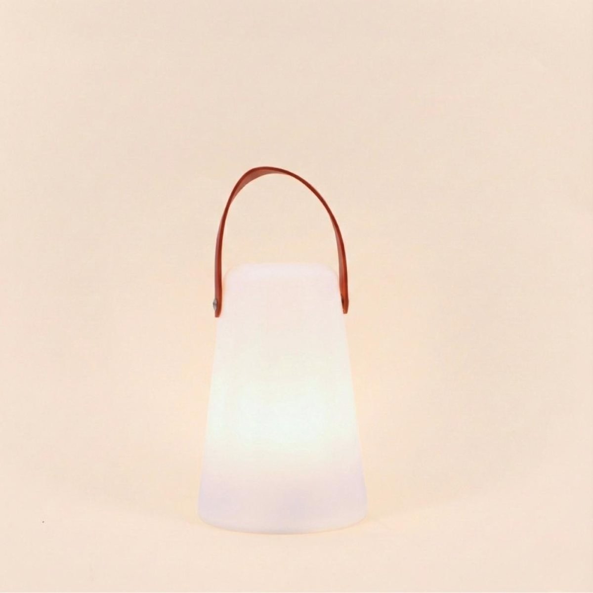 Lanterne led anse effet cuir à piles 20x14cm blanc, ORNAMI