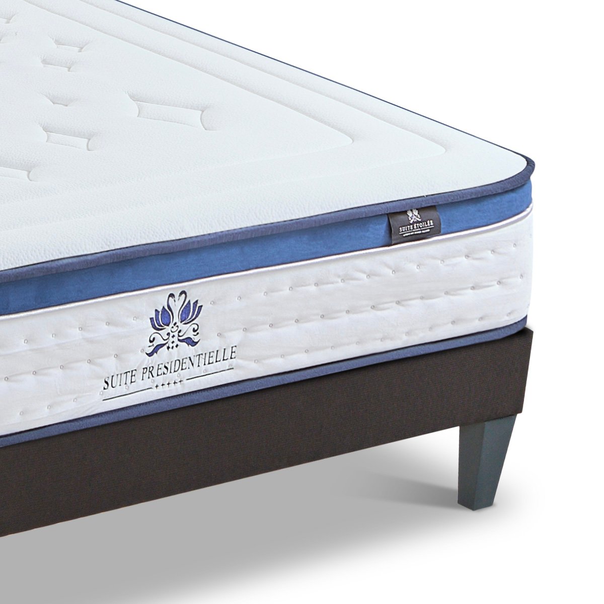 Ensemble Suite Présidentielle 90x200 cm Matelas Mousse + Sommier Bois couleur unique, BELLECOUR