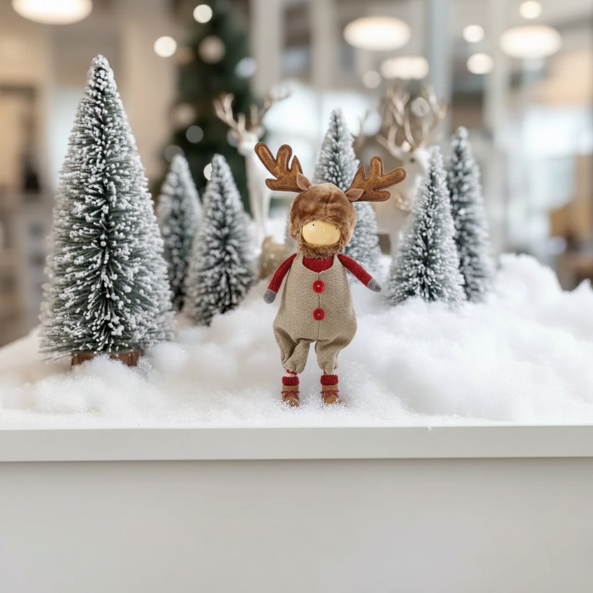 Figurine de noël garçon décorative en résine H34 RUDY rouge et gris, SIA DECO