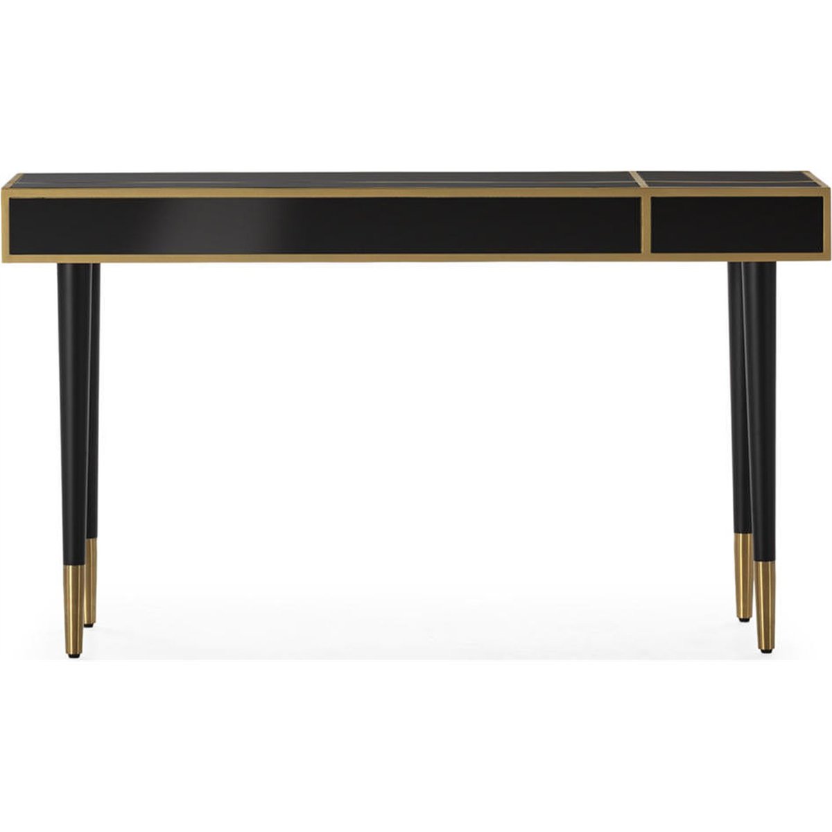 Console esprit glamour avec miroir noir et doré, RECOLLECTION