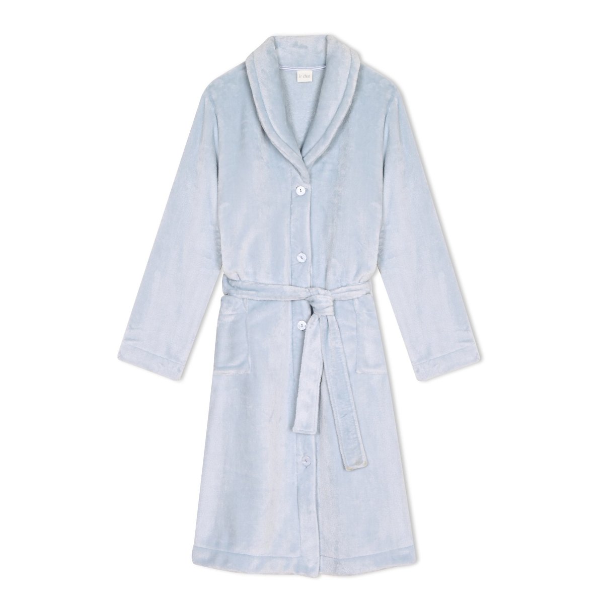 Robe de chambre boutonnée en peluche flanelle ESSENTIEL H51B bleu, LE CHAT