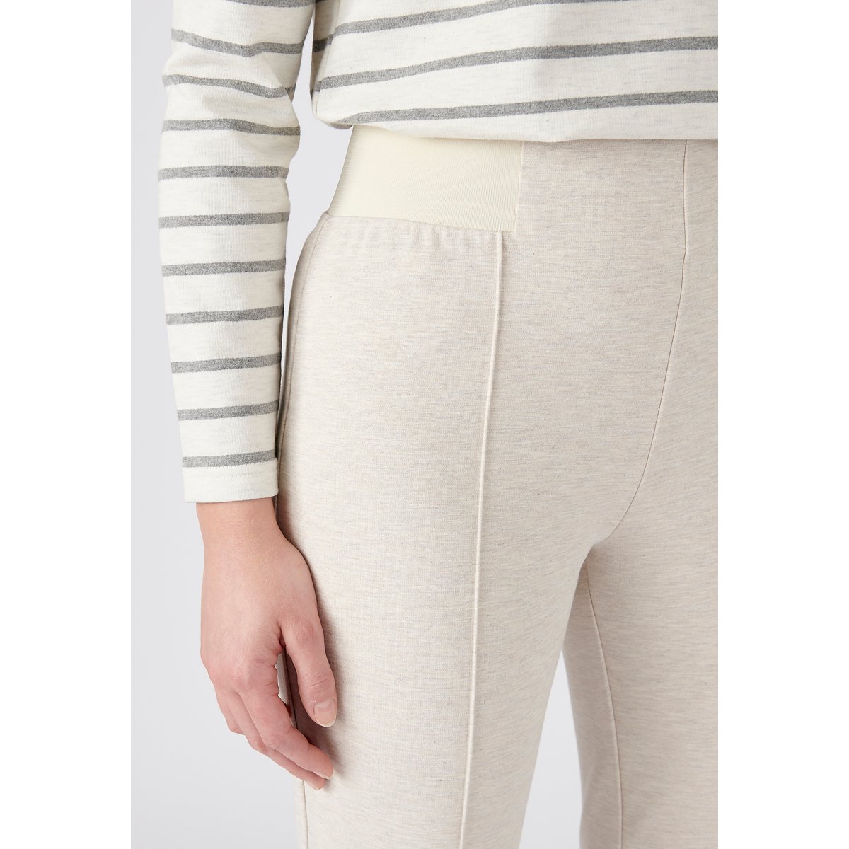 Pantalon maille milano uni ou carreaux marron beige chiné, DAMART