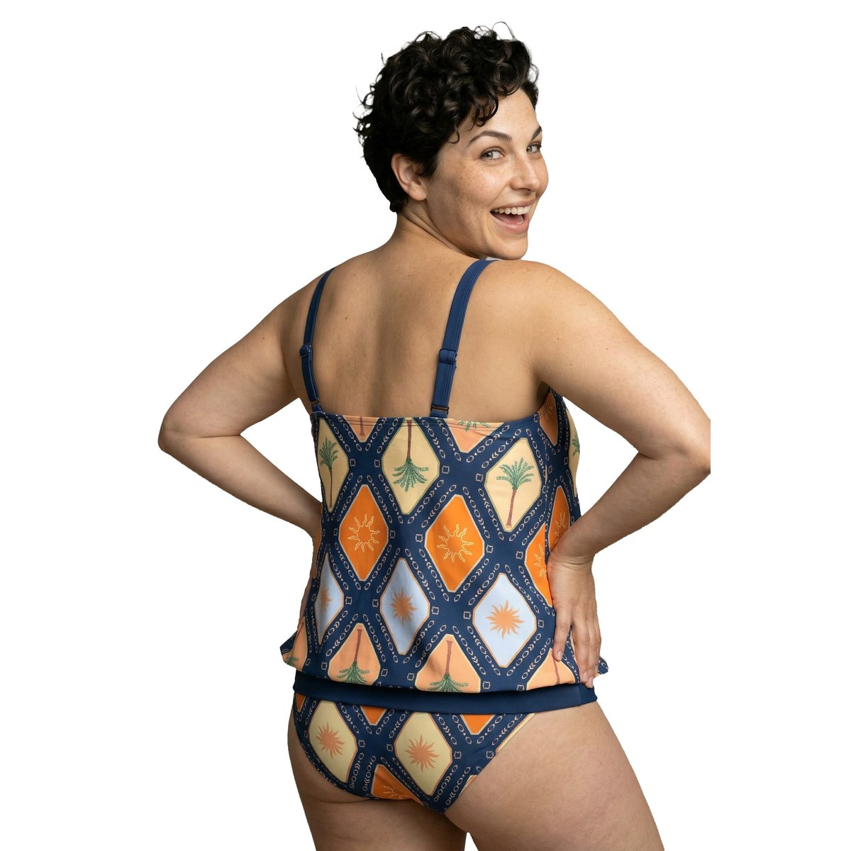 Tankini à bonnets souples. Imprimé baleine bleu, ULLA POPKEN