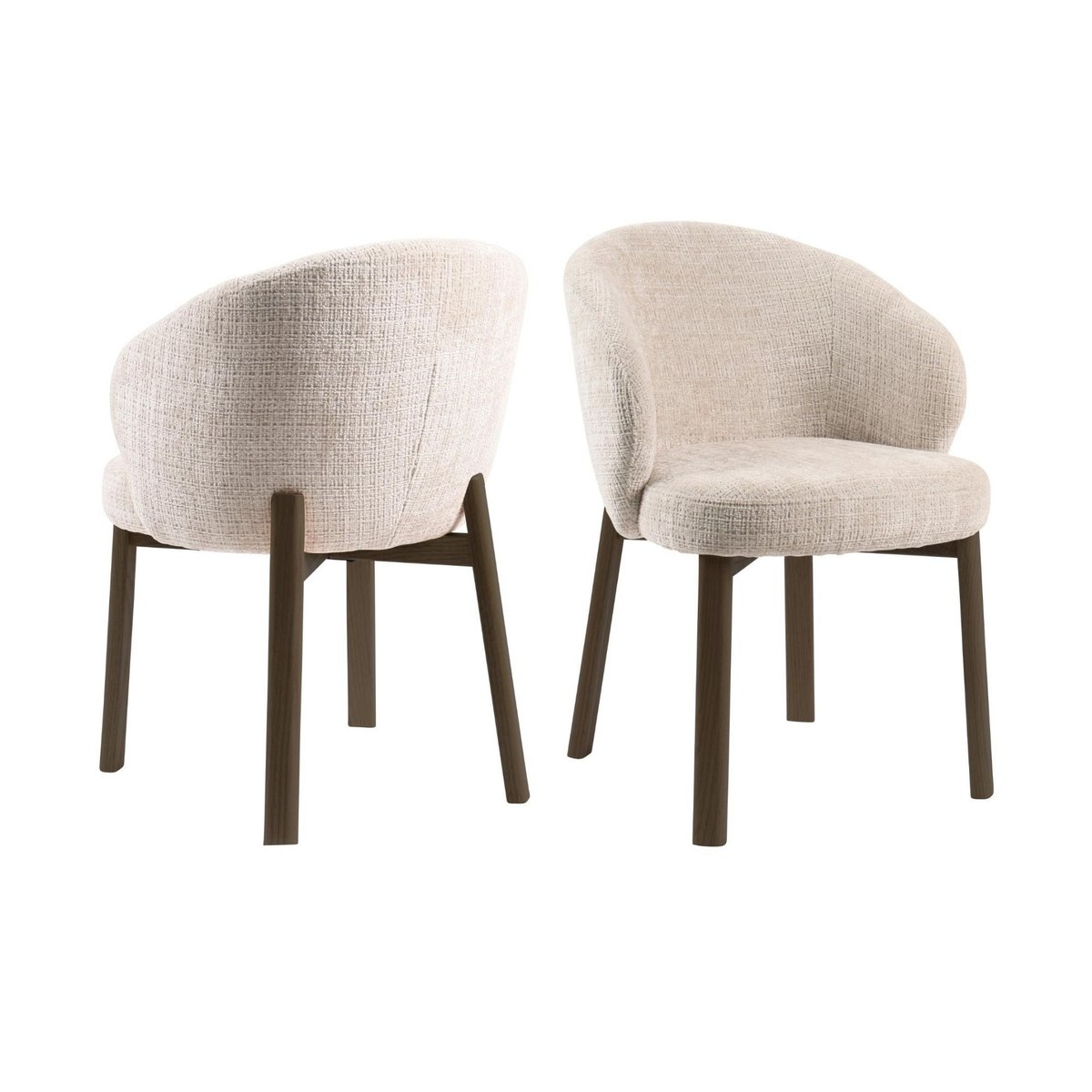 Chaises en tissu beige et pieds chêne fumé (lot de 2) - YUNA beige, HELLIN, DEPUIS 1862