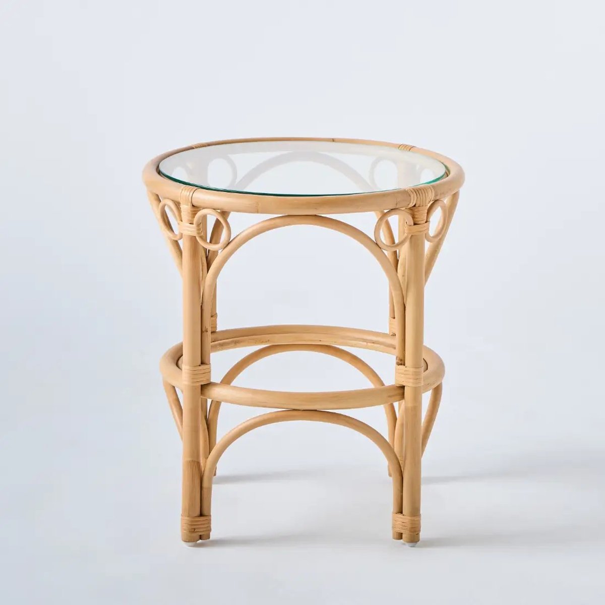 Table basse en rotin GINGKO plateau verre bois clair, KOK