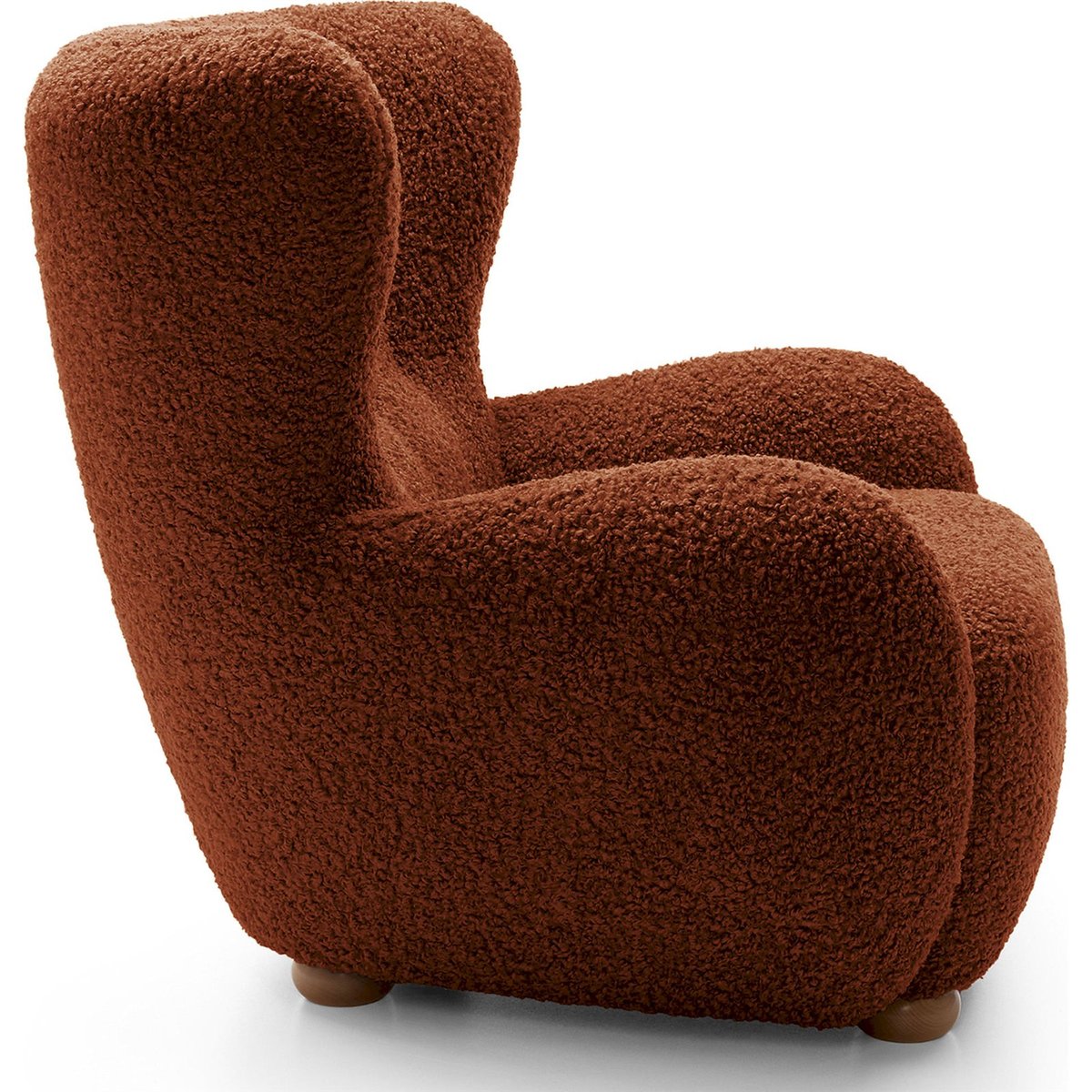 Fauteuil cabriolet enveloppant en bouclette beige chenille, RECOLLECTION