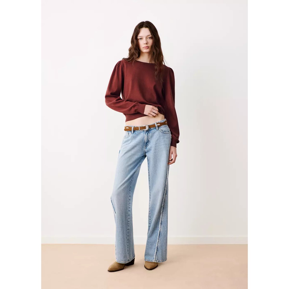 Pull-over détail froncé orange brûlé, MANGO TEEN