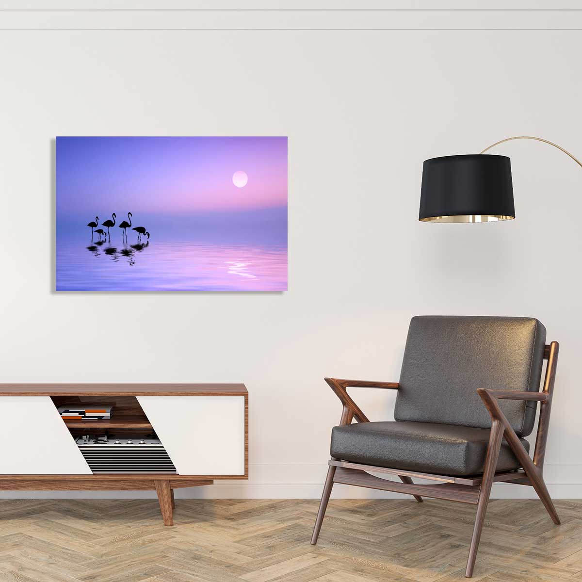Tableau animaux Morning Flamingo tableau alu dibond, HEXOA