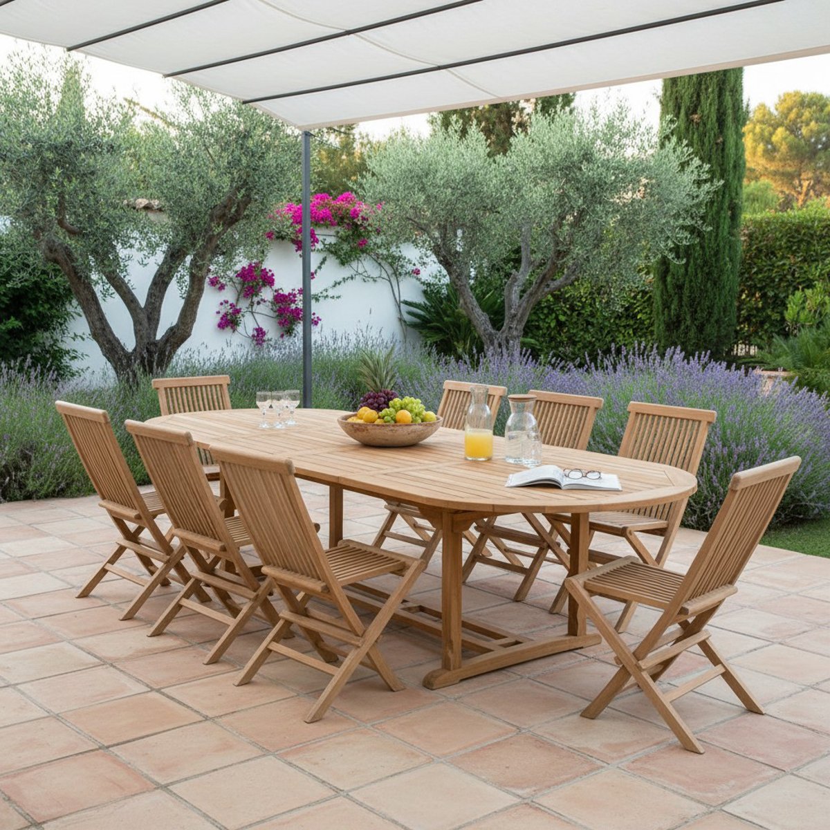 Table extensible ovale teck massif 12 places Florence naturel, TECK ATTITUDE