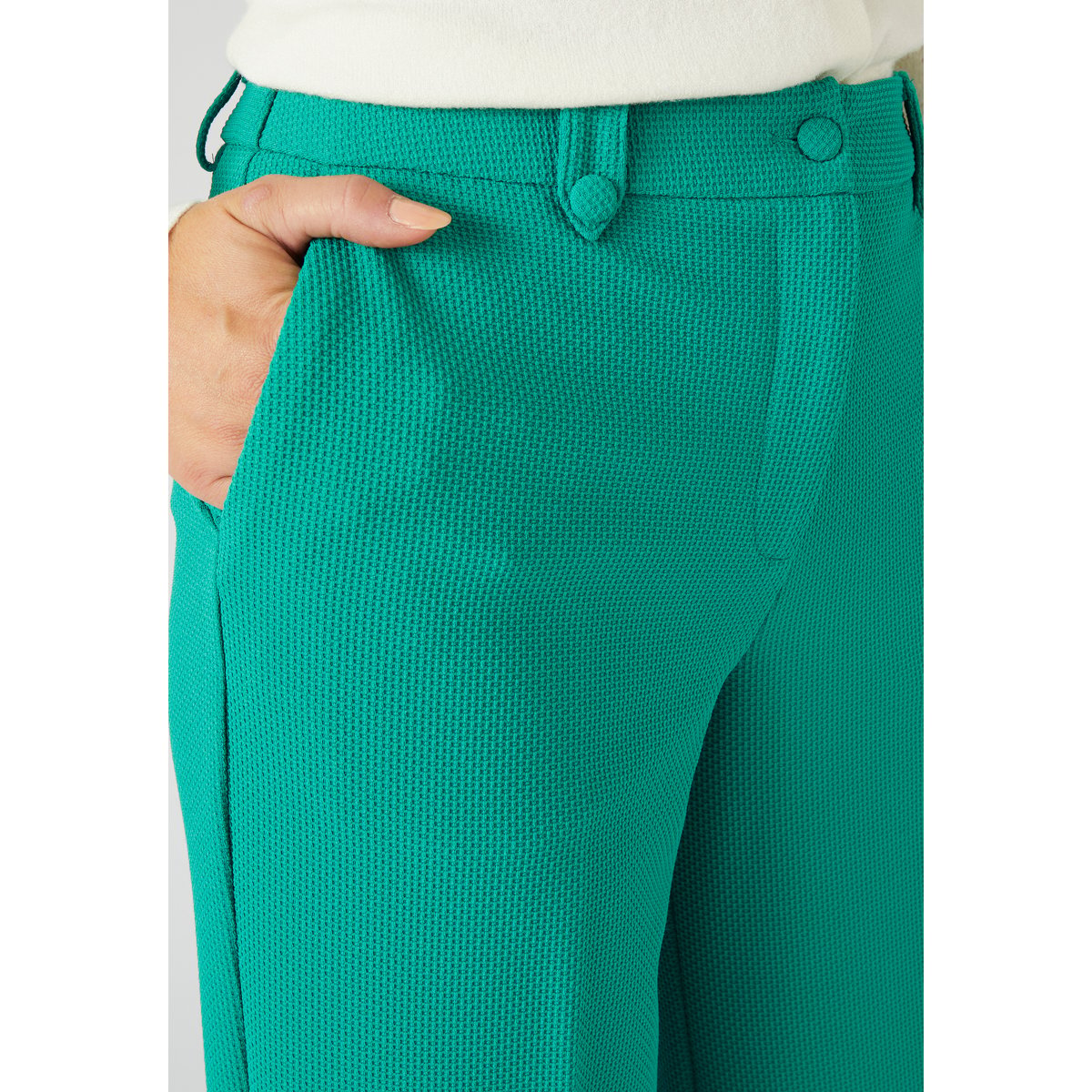 Pantalon large maille nid d'abeille vert golf, DAMART