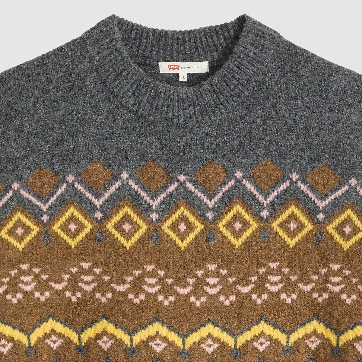 Pull jacquard col rond camel, LEVI'S