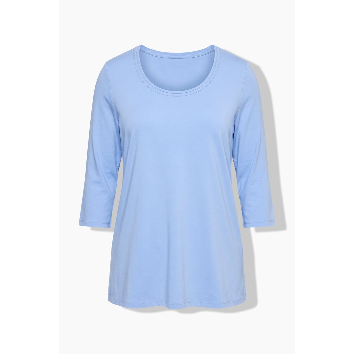 T-shirt en coton Pima, petit cœur pailleté bleu clair, ULLA POPKEN