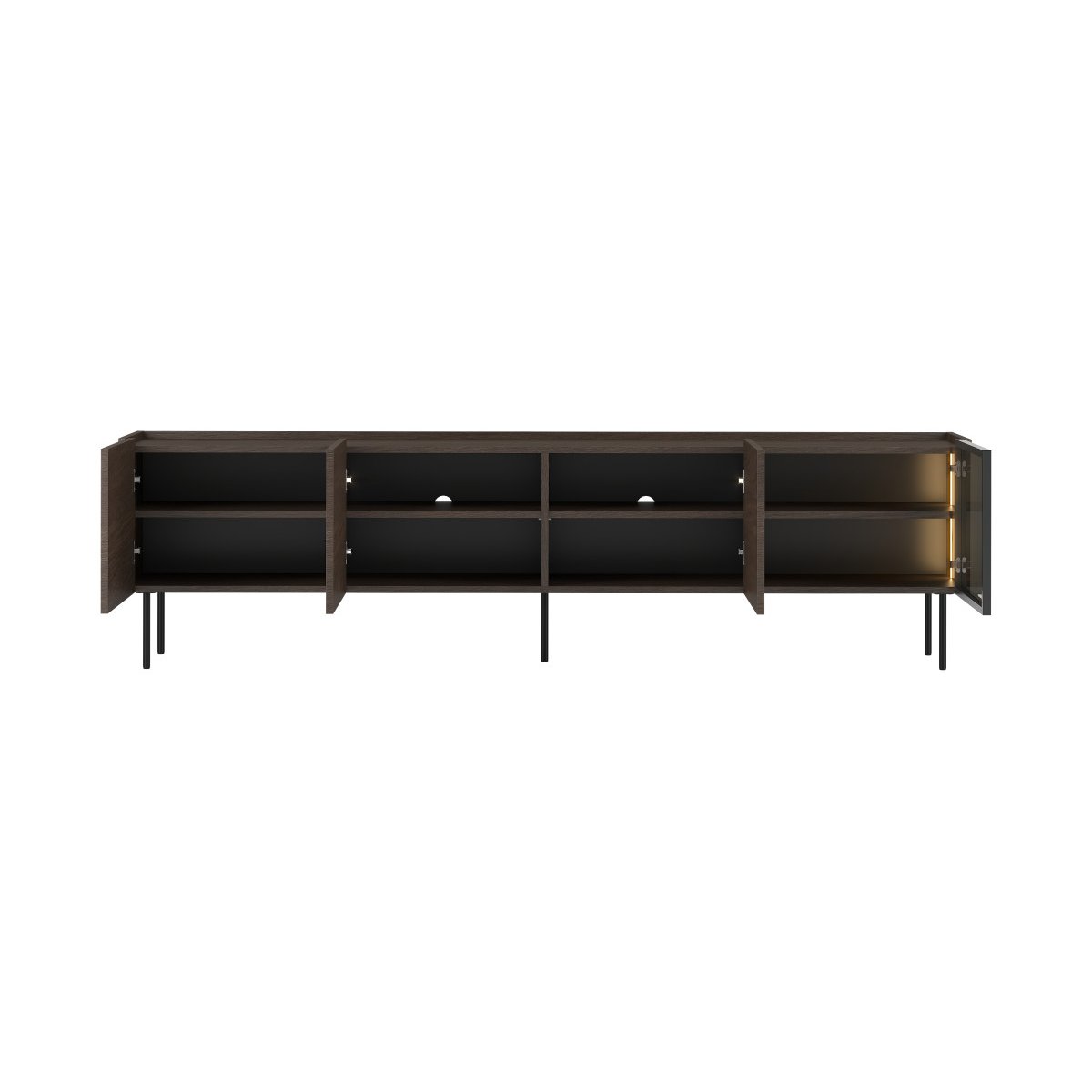 Meuble TV 220 cm , AURORA noir et noyer, BOBOCHIC