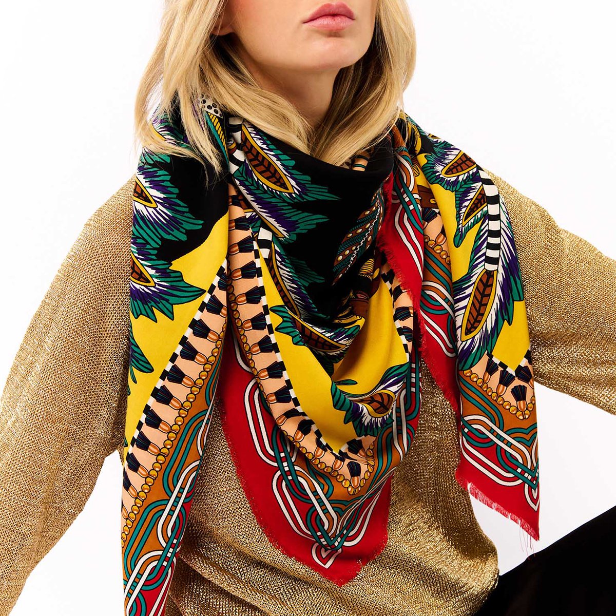 Grand foulard à motifs PONY PONY noir, WILD