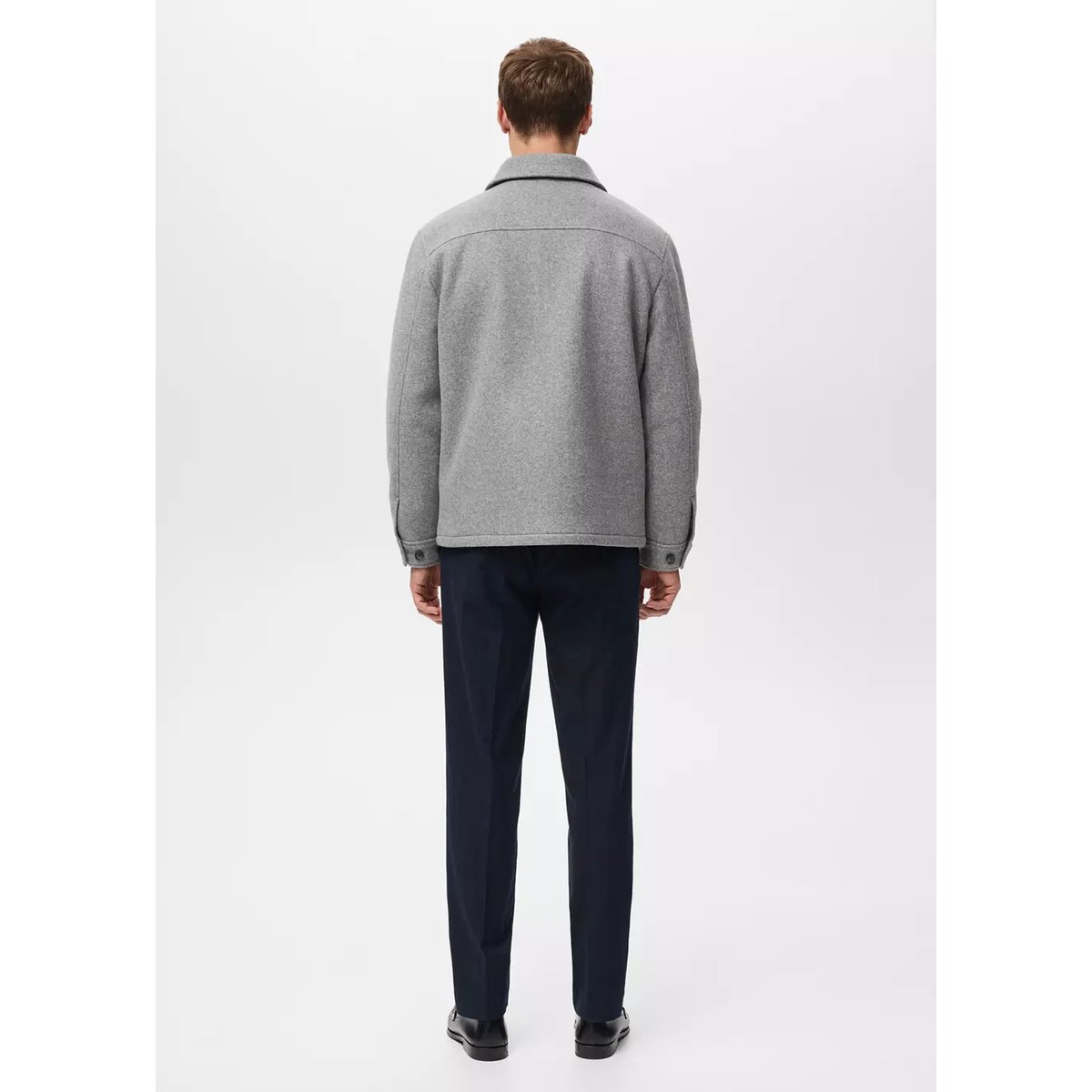 Veste matelassée en drap de laine gris chiné moyen, MANGO MAN