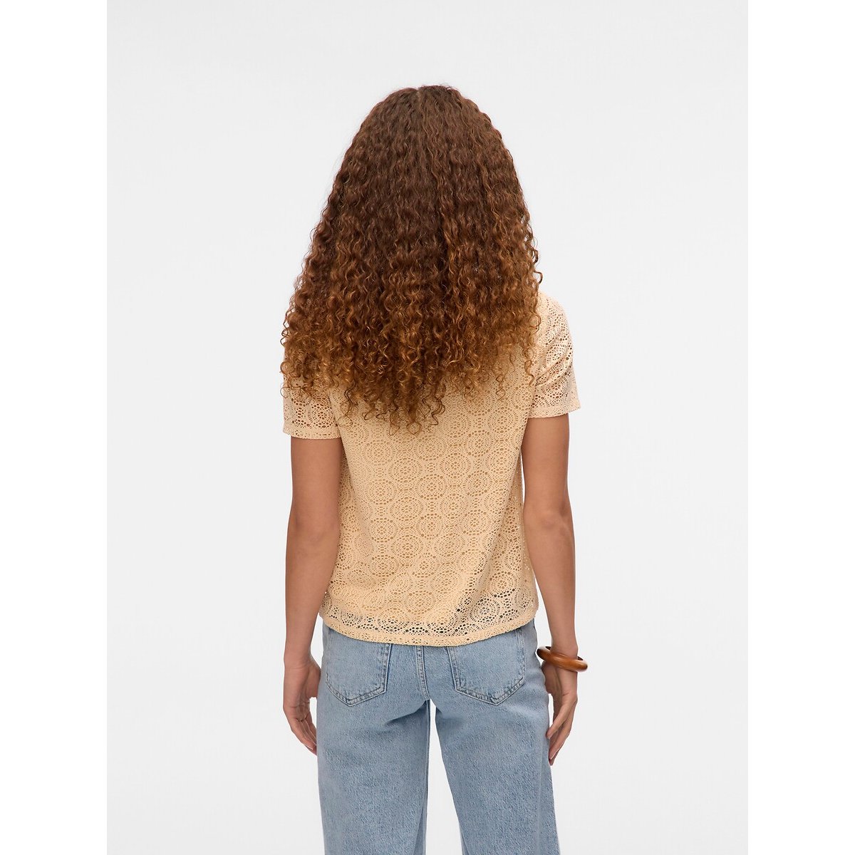 Blouse manches courtes ajourée ecru, VERO MODA