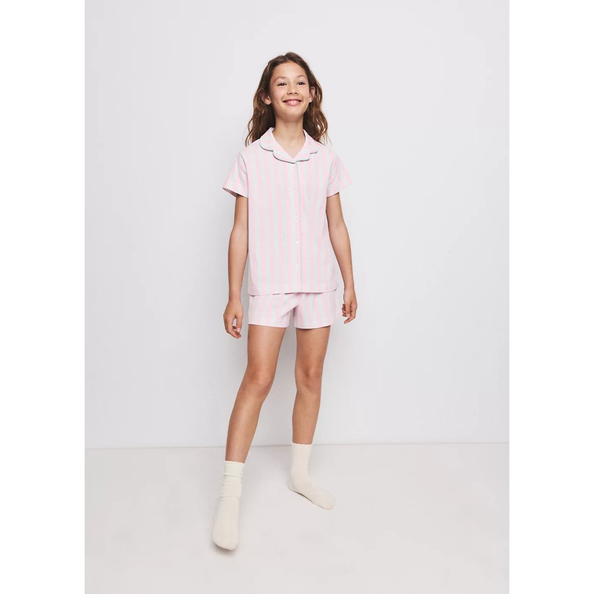 Pyjama court rayures violet clair/pastel, MANGO KIDS