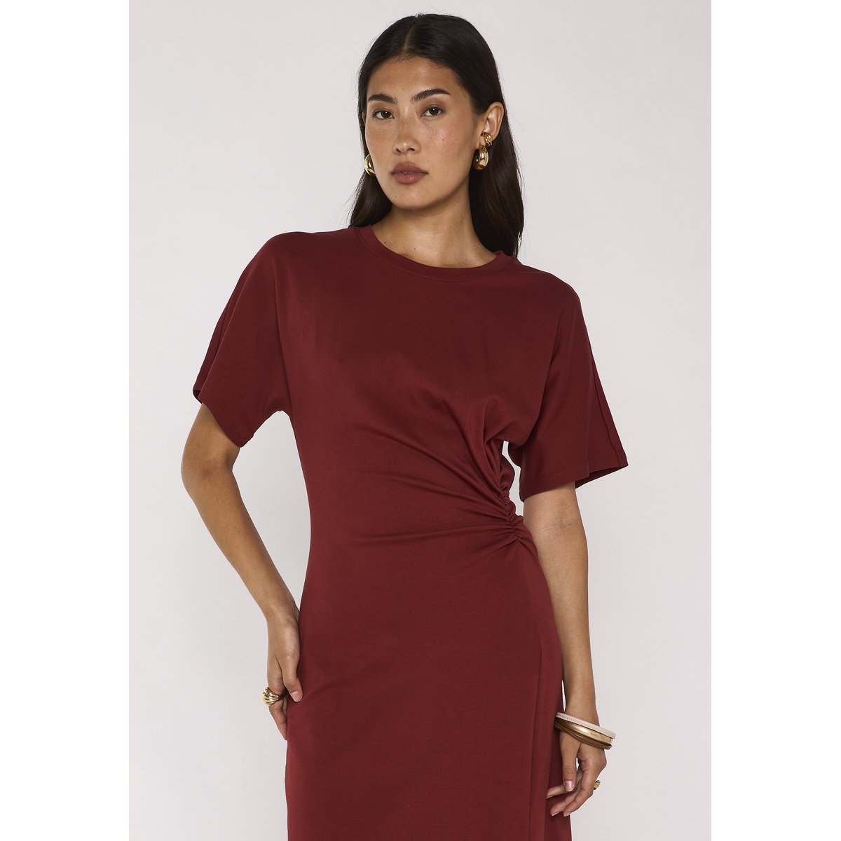 Robe slim en coton mélangé BRISBANE brique, Maison 123