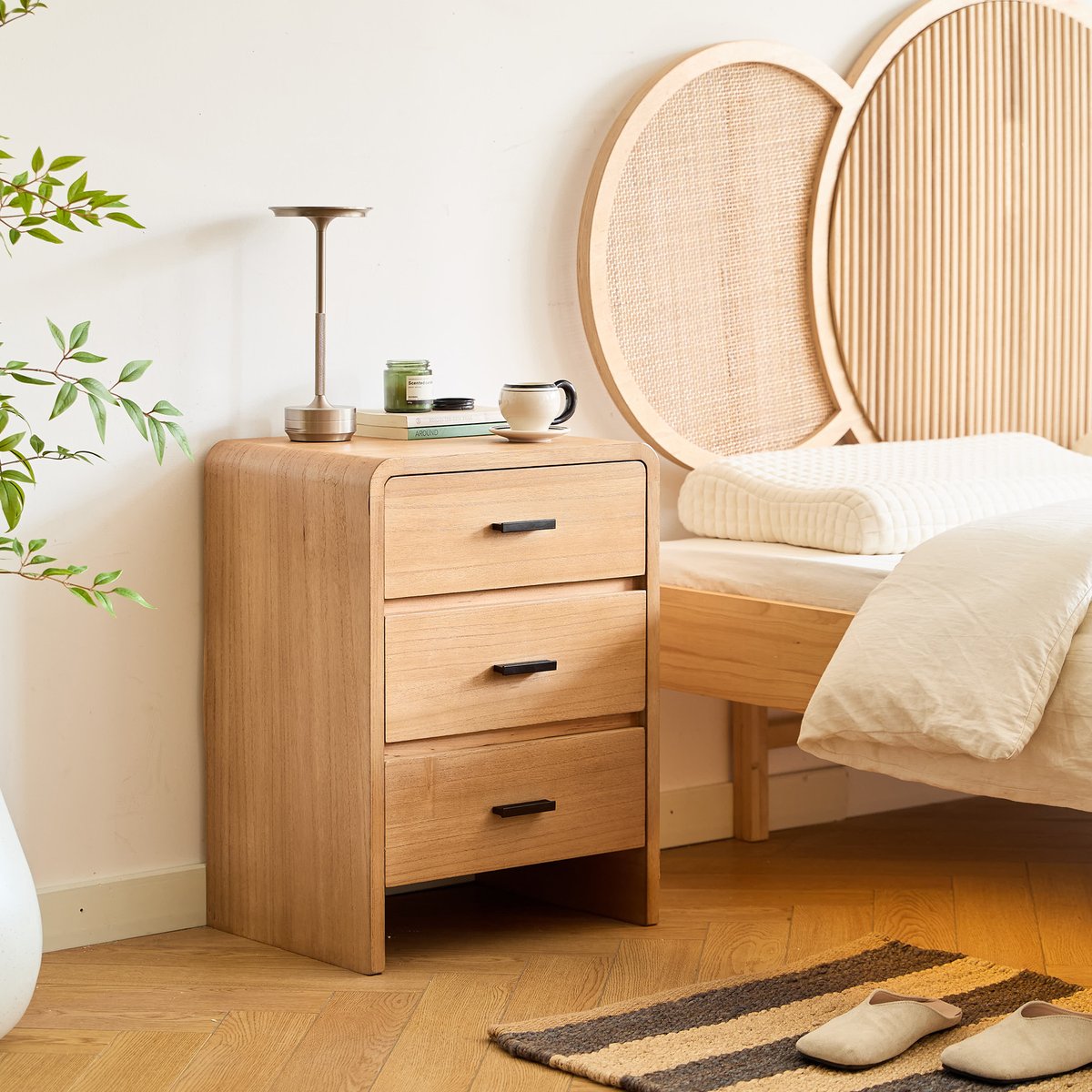 Table de chevet, chiffonnier 3 tiroirs, bois, VAXTORP bois naturel, NORDLYS