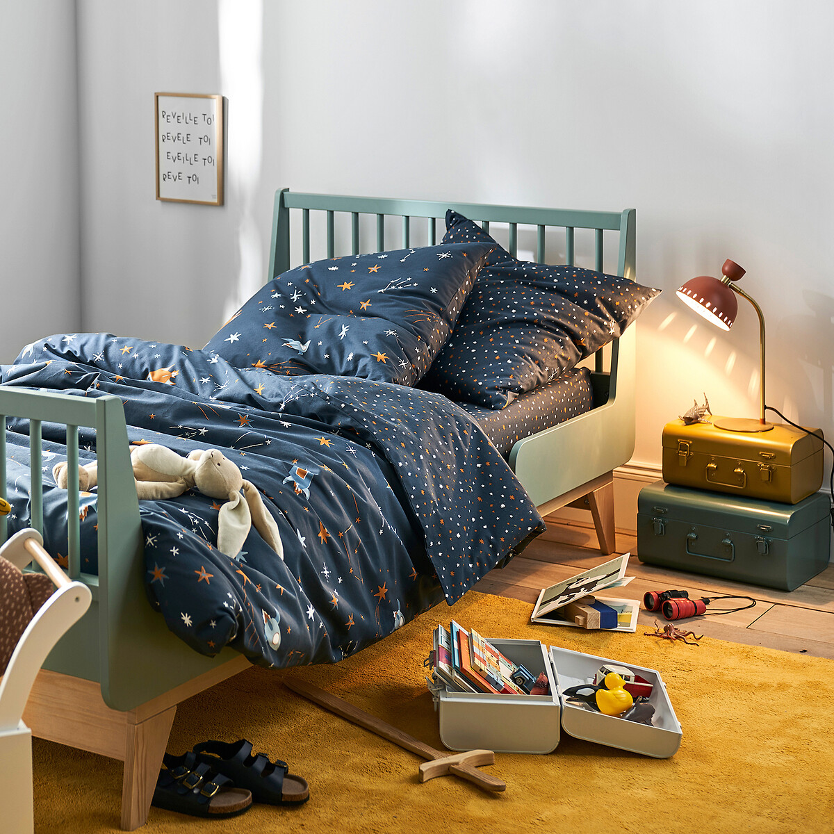 Gaston Cotton Fitted Sheet blue print, LA REDOUTE INTERIEURS