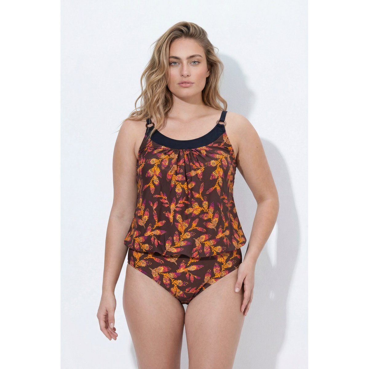 Tankini motif feuilles brun terre, ULLA POPKEN