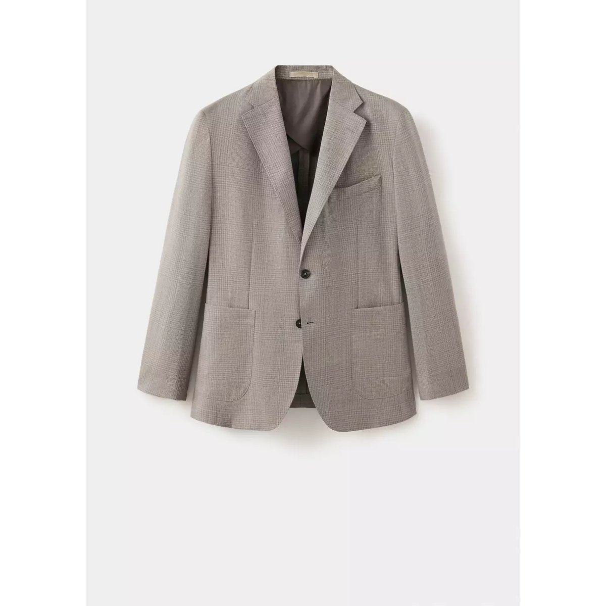 Veste costume laine slim-fit carreaux beige, MANGO MAN
