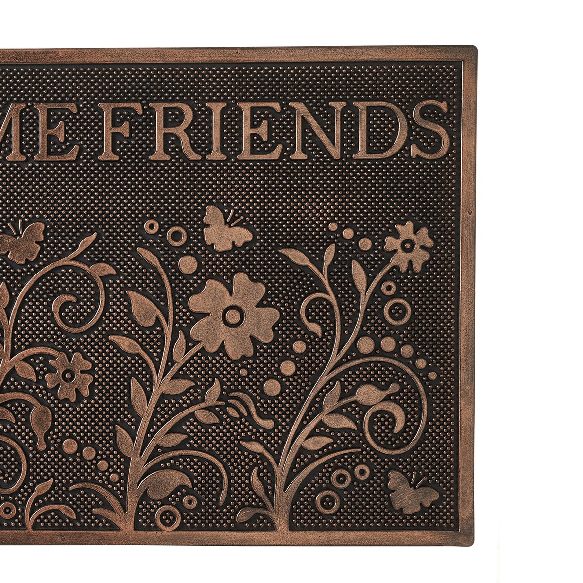 Paillasson caoutchouc fleurs Welcome friends 75x45x1.5cm noir, WADIGA