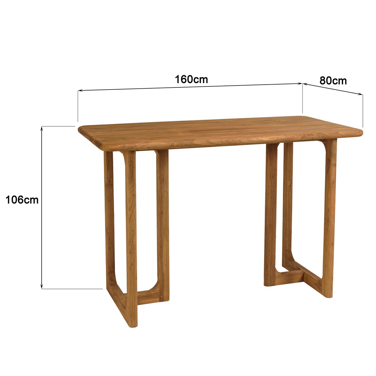 Bar de jardin 160 cm en teck recyclé ORIA bois naturel, PIER IMPORT