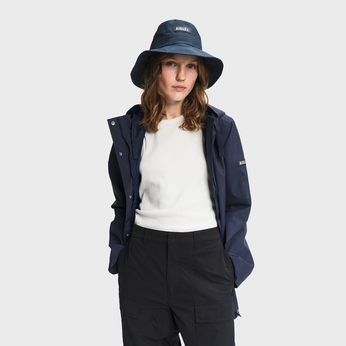 Parka courte imperméable MTD bleu marine, AIGLE