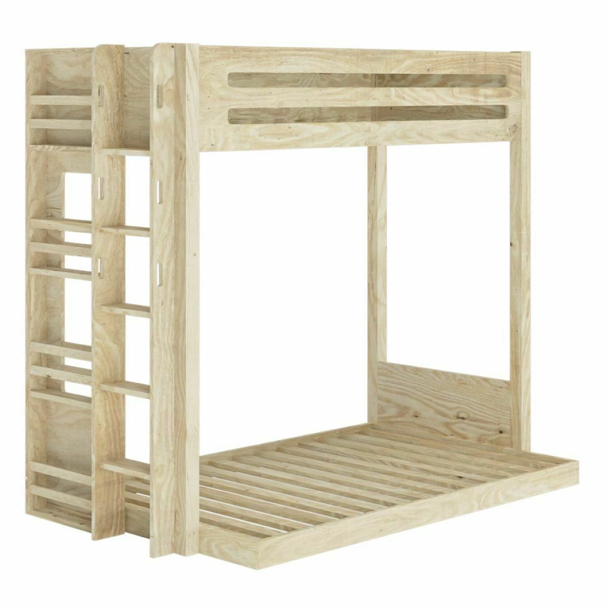 Pack lit superposé Montessori avec matelas Bois massif ISA bois naturel, AKITEN RETAIL