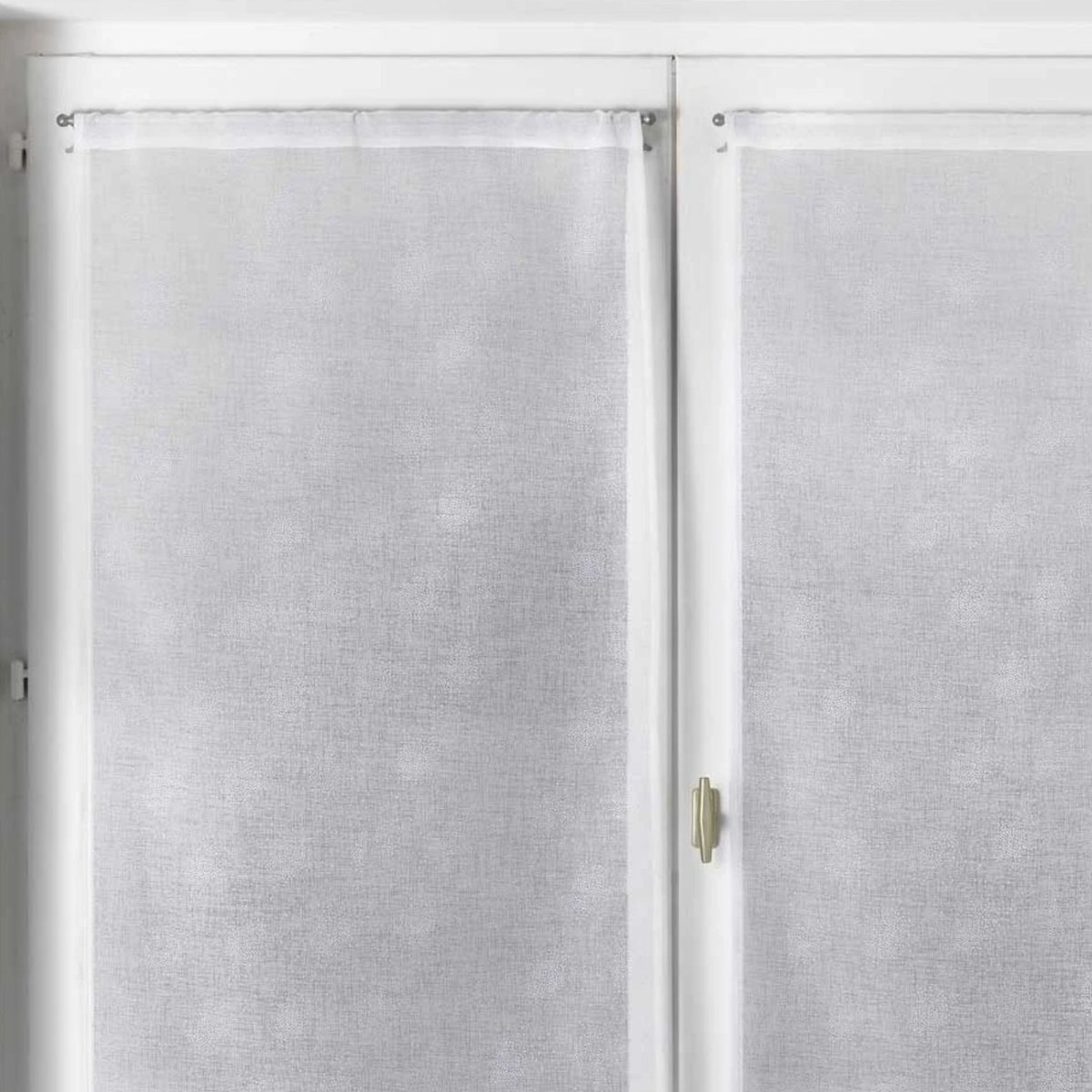 Paire de petits voilages à points imprimés argentés blanc, HOME MAISON