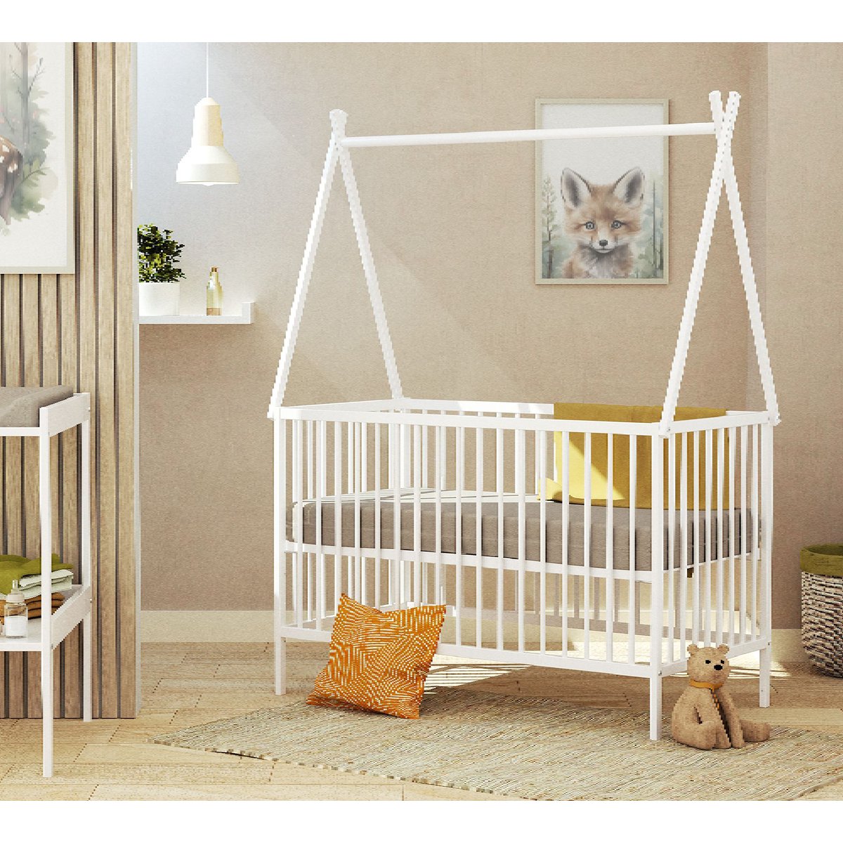 Lit tipi en bois ONE blanc, WEBABY