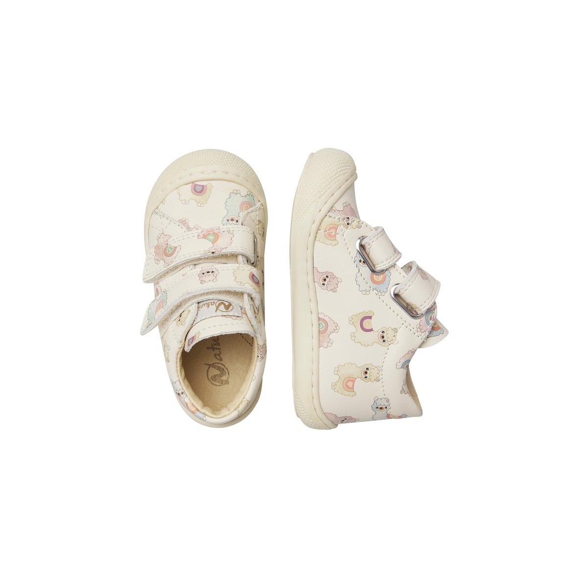 Chaussures premiers pas en cuir COCOON VL blanc crème-céleste, NATURINO