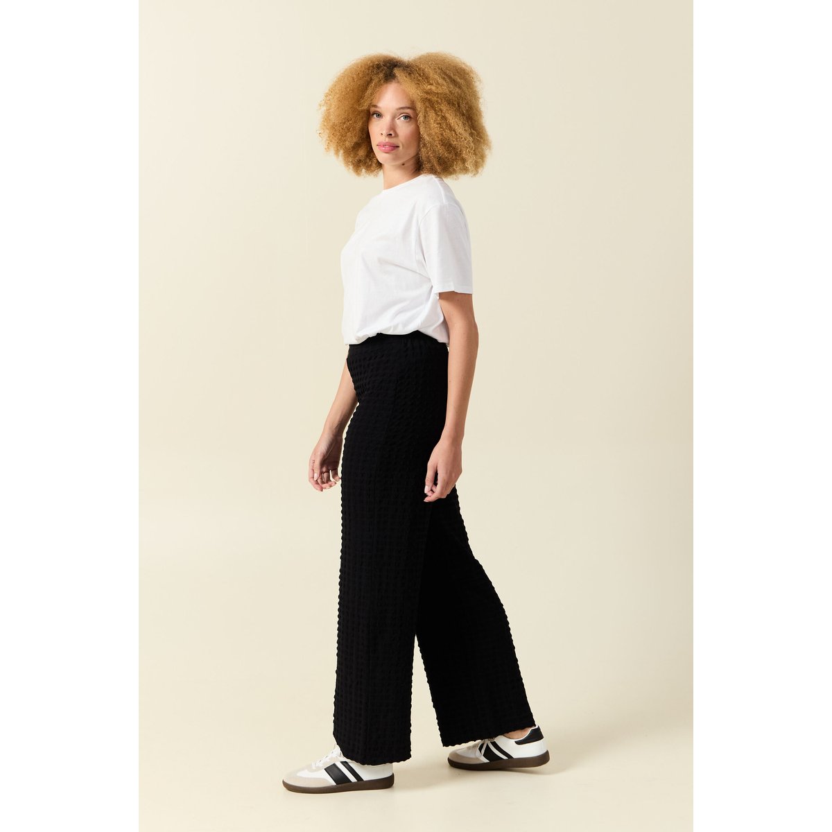Pantalon loose taille haute fluide noir, BONOBO